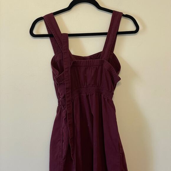 BDG Urban Outfitters S dress burgundy solid button up midi belt boho chic - Picture 6 of 7